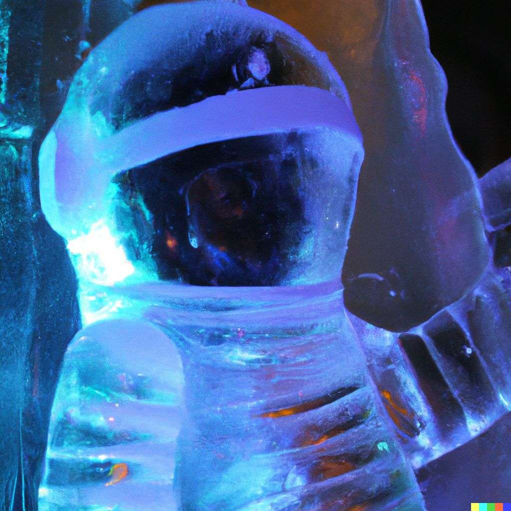 an astronaut, ice sculpture